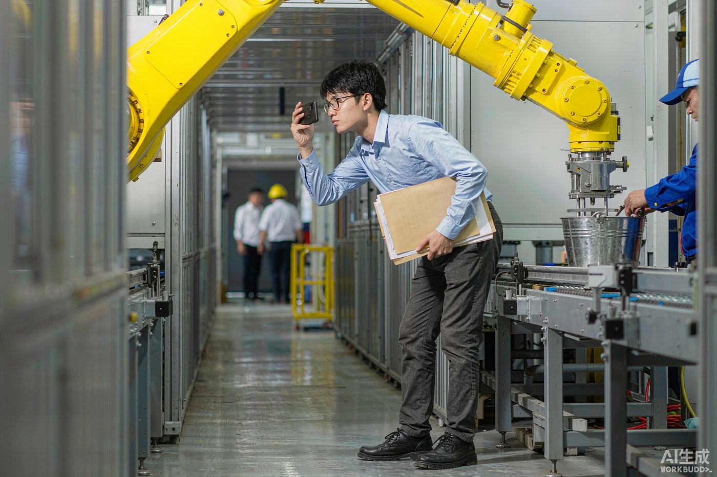 On-site auditor documenting a production line during factory verification