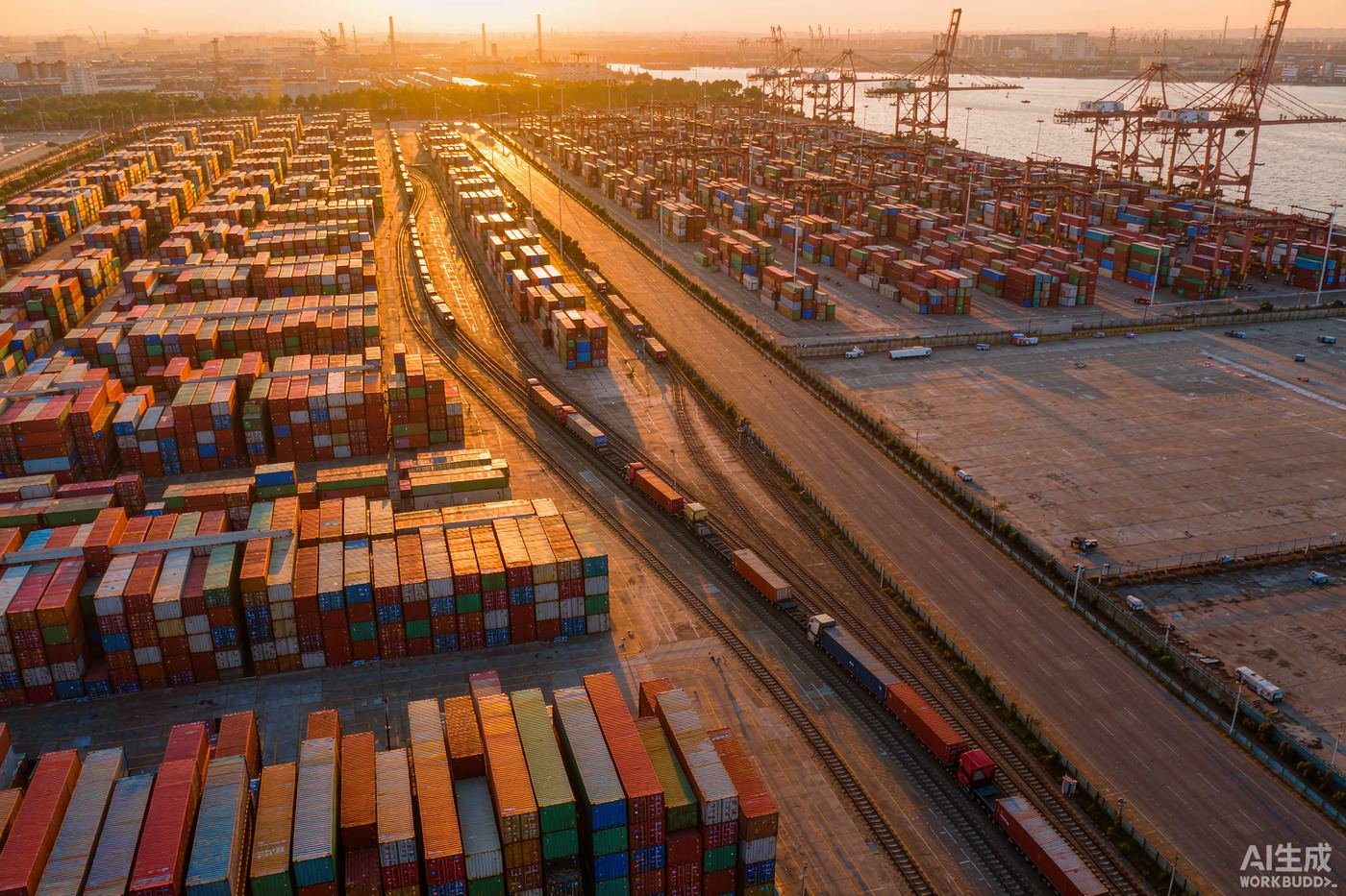 Export containers being loaded at port for overseas delivery