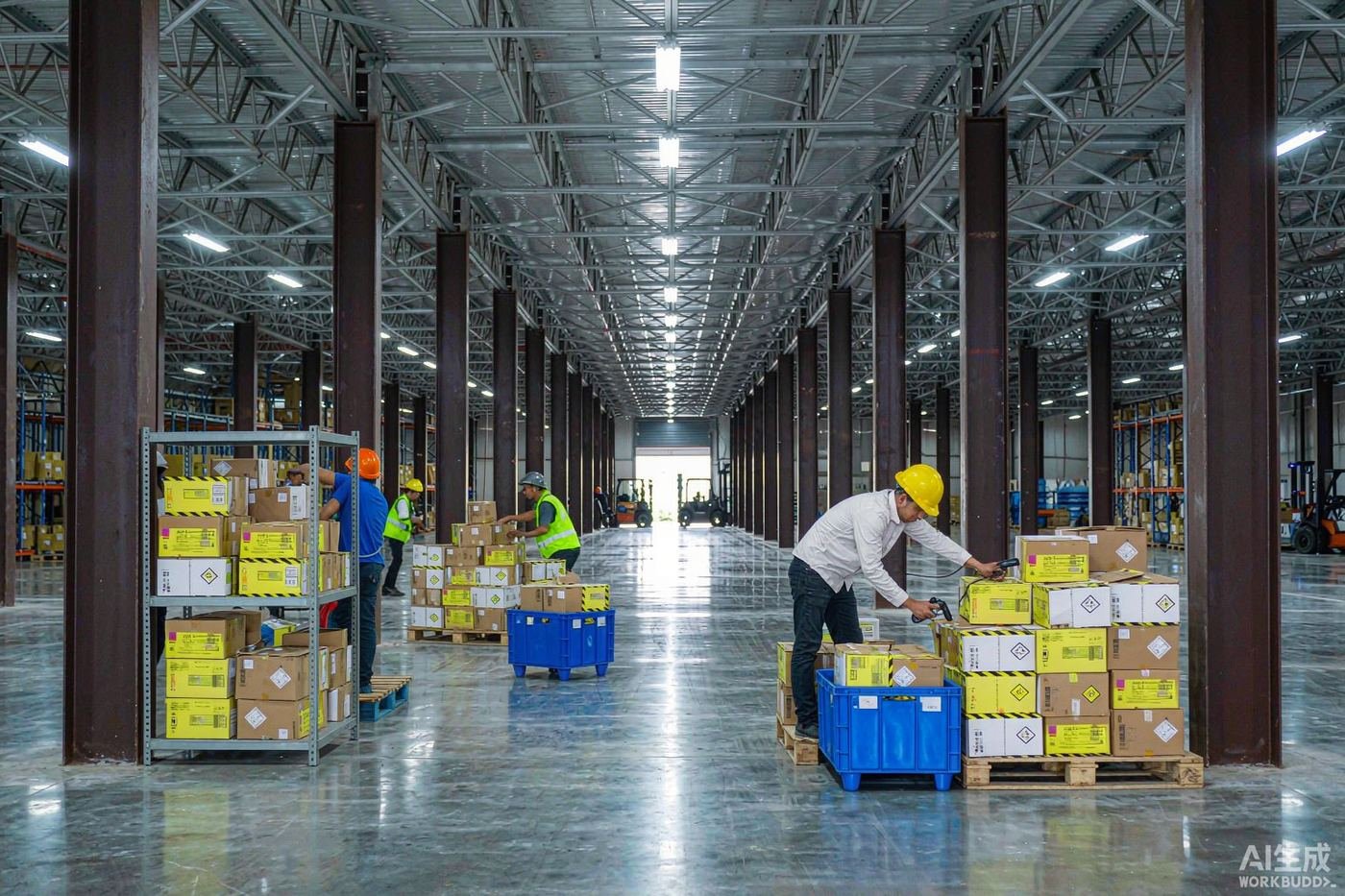Consolidation warehouse staging export cartons for shipment